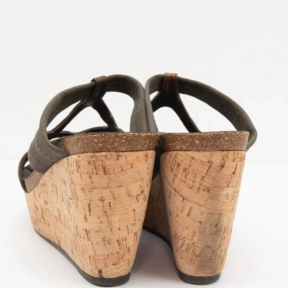 Donald J. Pliner Bethia Shoes  Cork Wedge Platform Metallic Bronze Size 8